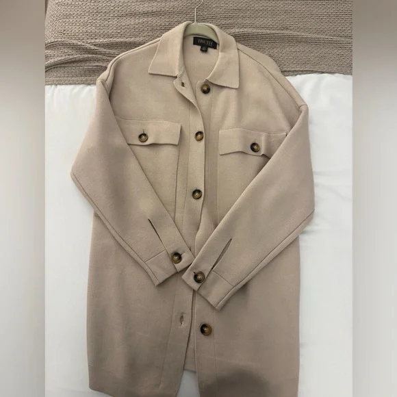 Women's Beige Button-Up Light Knit Sweater - Picture 1 of 7